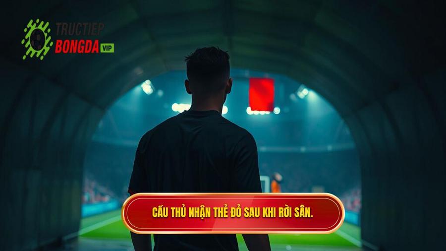 2. Cầu thủ nhận thẻ đỏ sau khi rời sân.